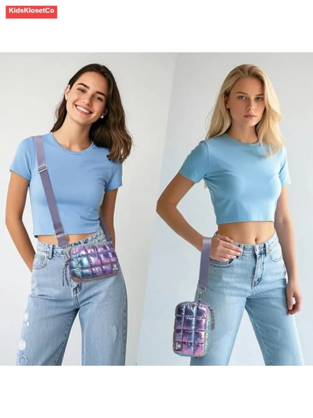 Quilted Puffer Makeup Bag with Crossbody Strap - Travel Toiletry Organizer